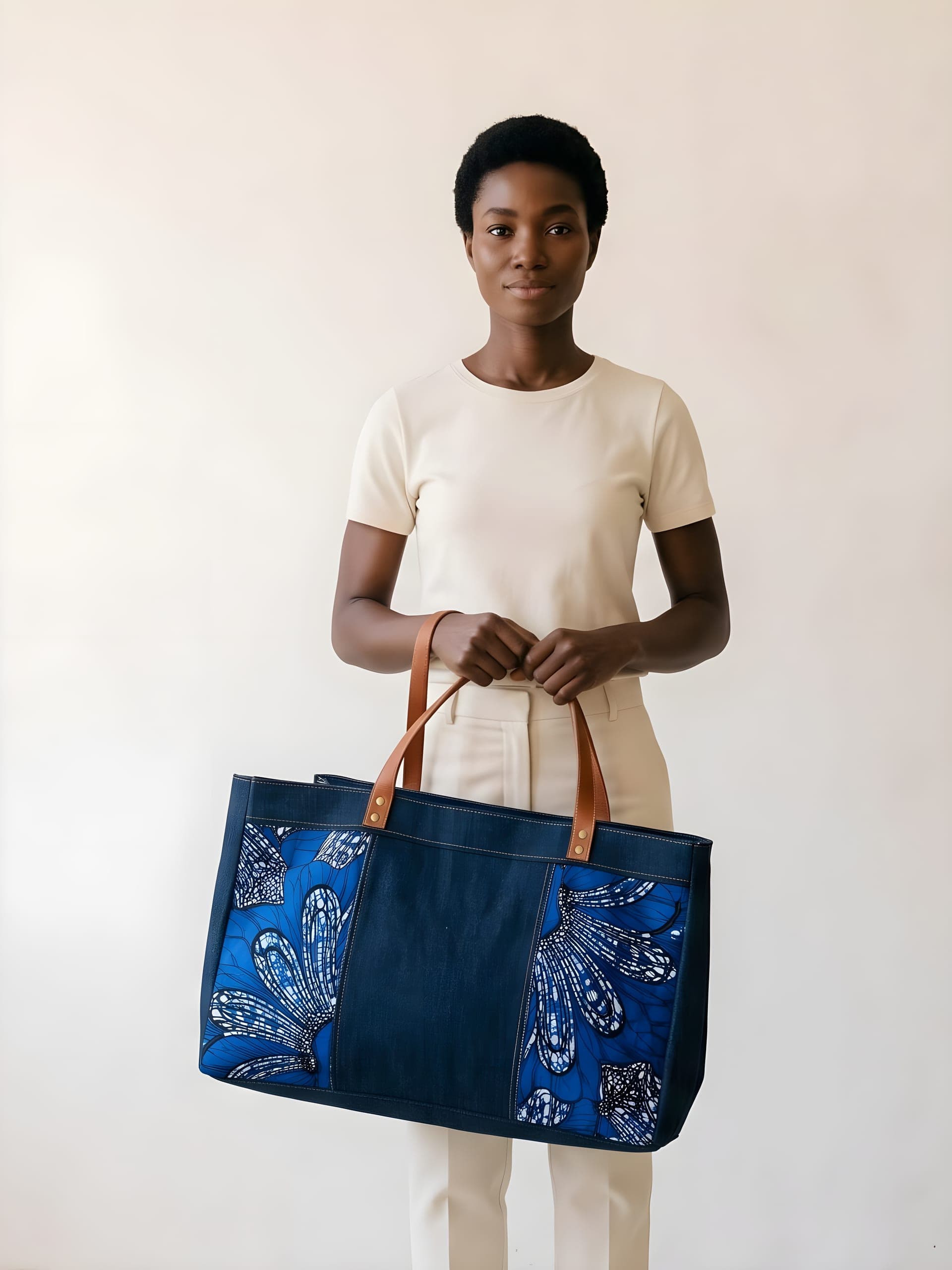 Ankara Denim Tote, full look