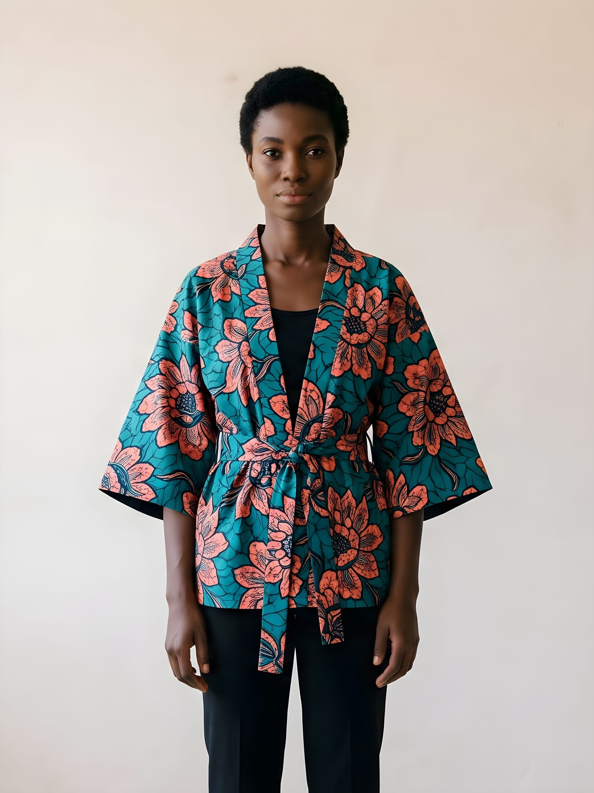 Ankara Kimono Jacket, full look