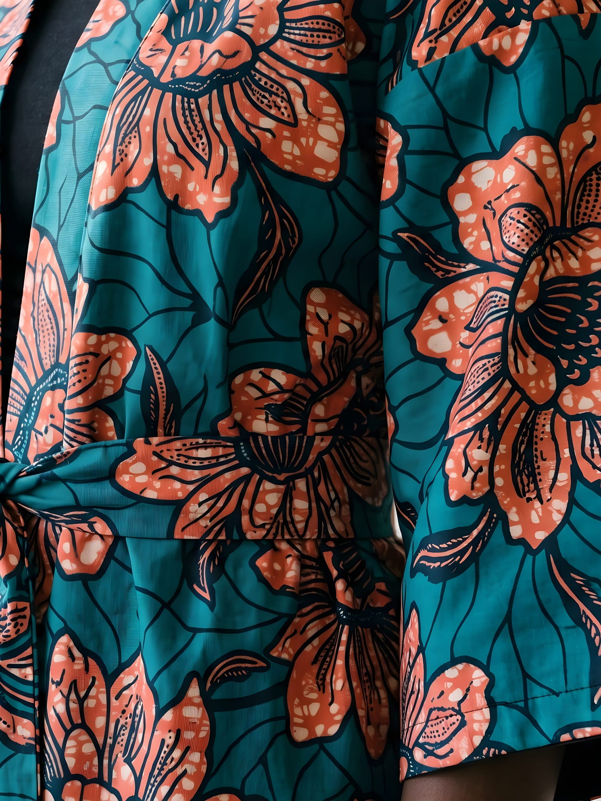 Ankara Kimono Jacket, close-up of the print
