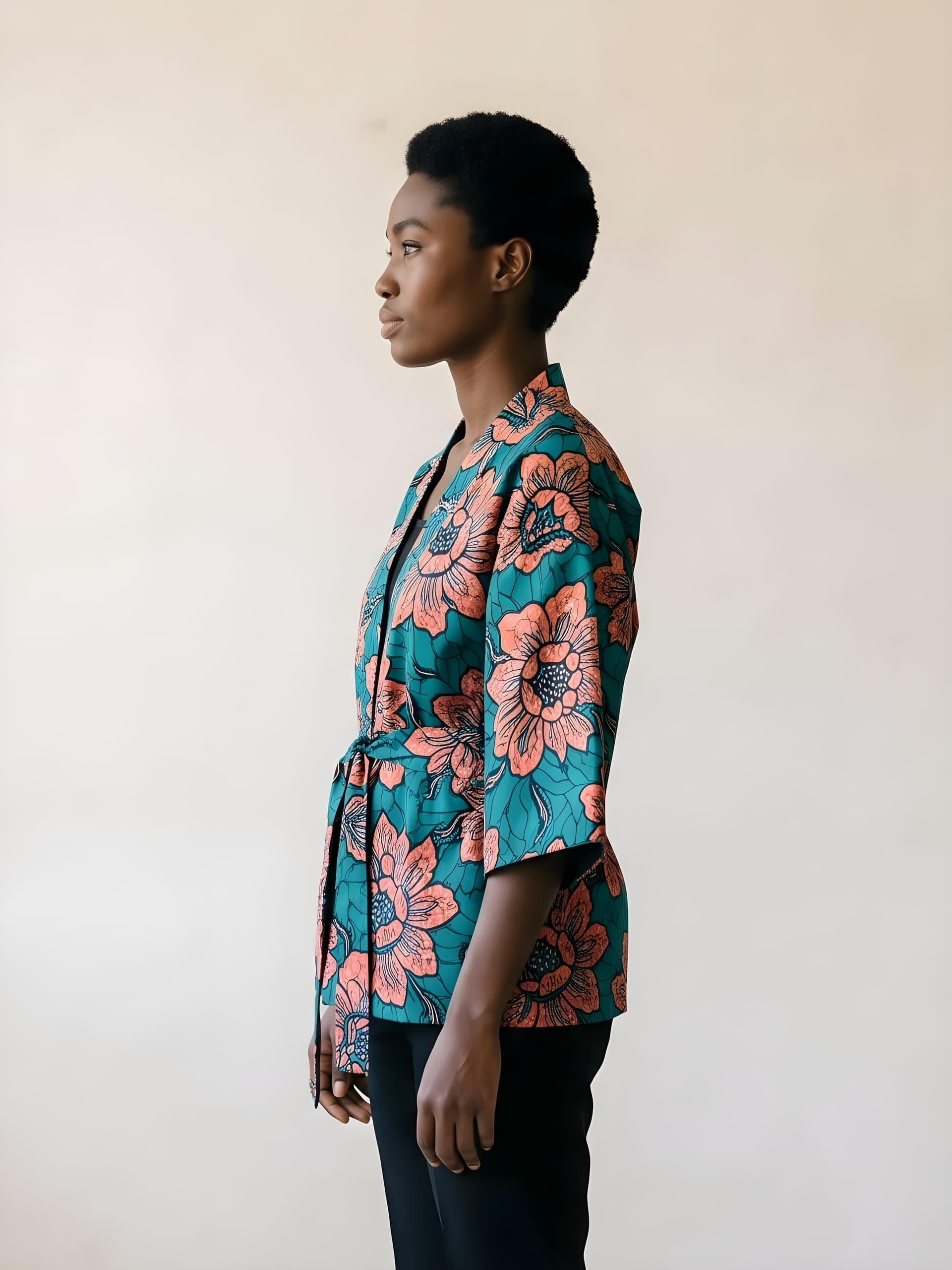 Ankara Kimono Jacket, side view